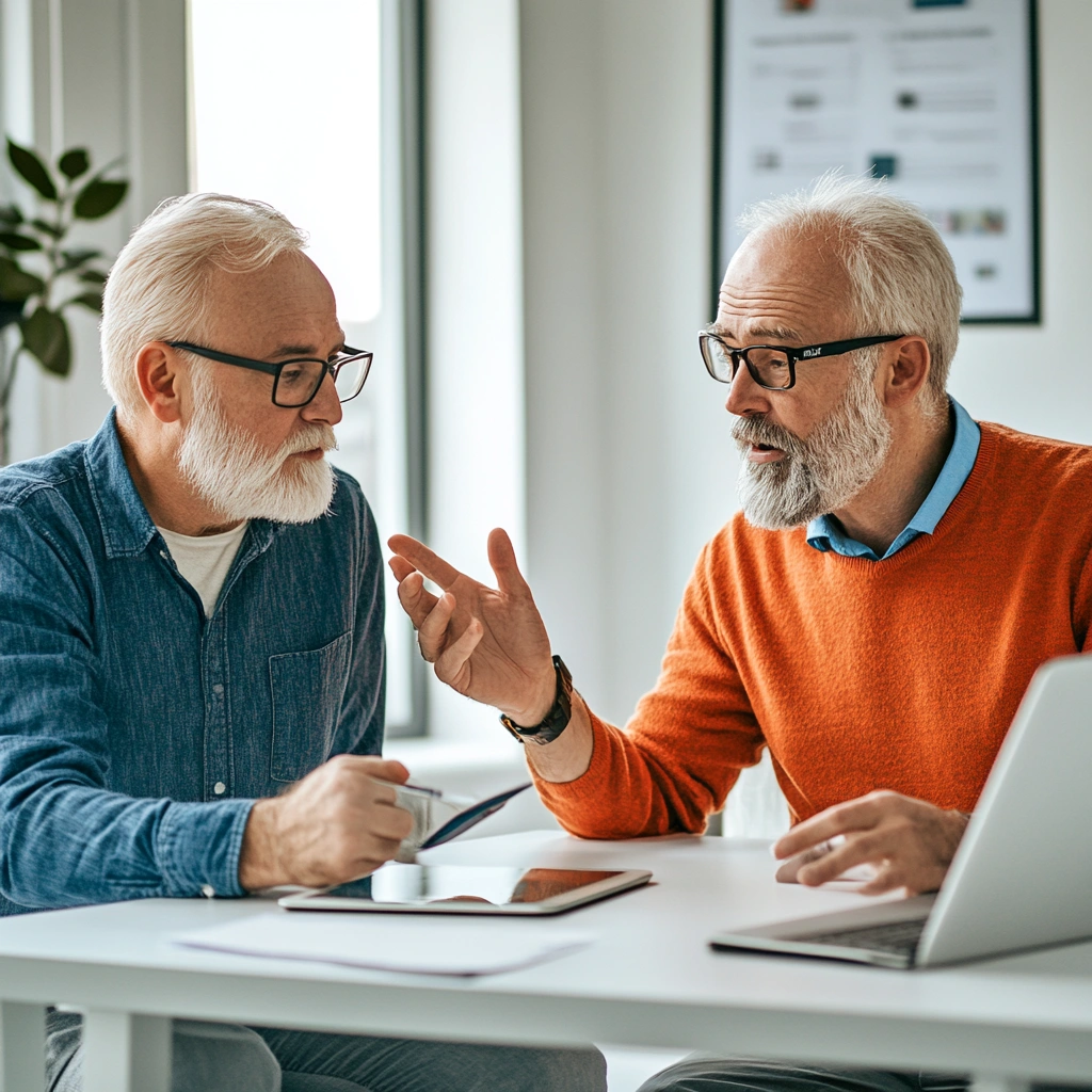 Тренер обговорює індивідуальну програму з пенсіонером